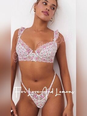 For Love And Lemons Ivory Blooms Bra